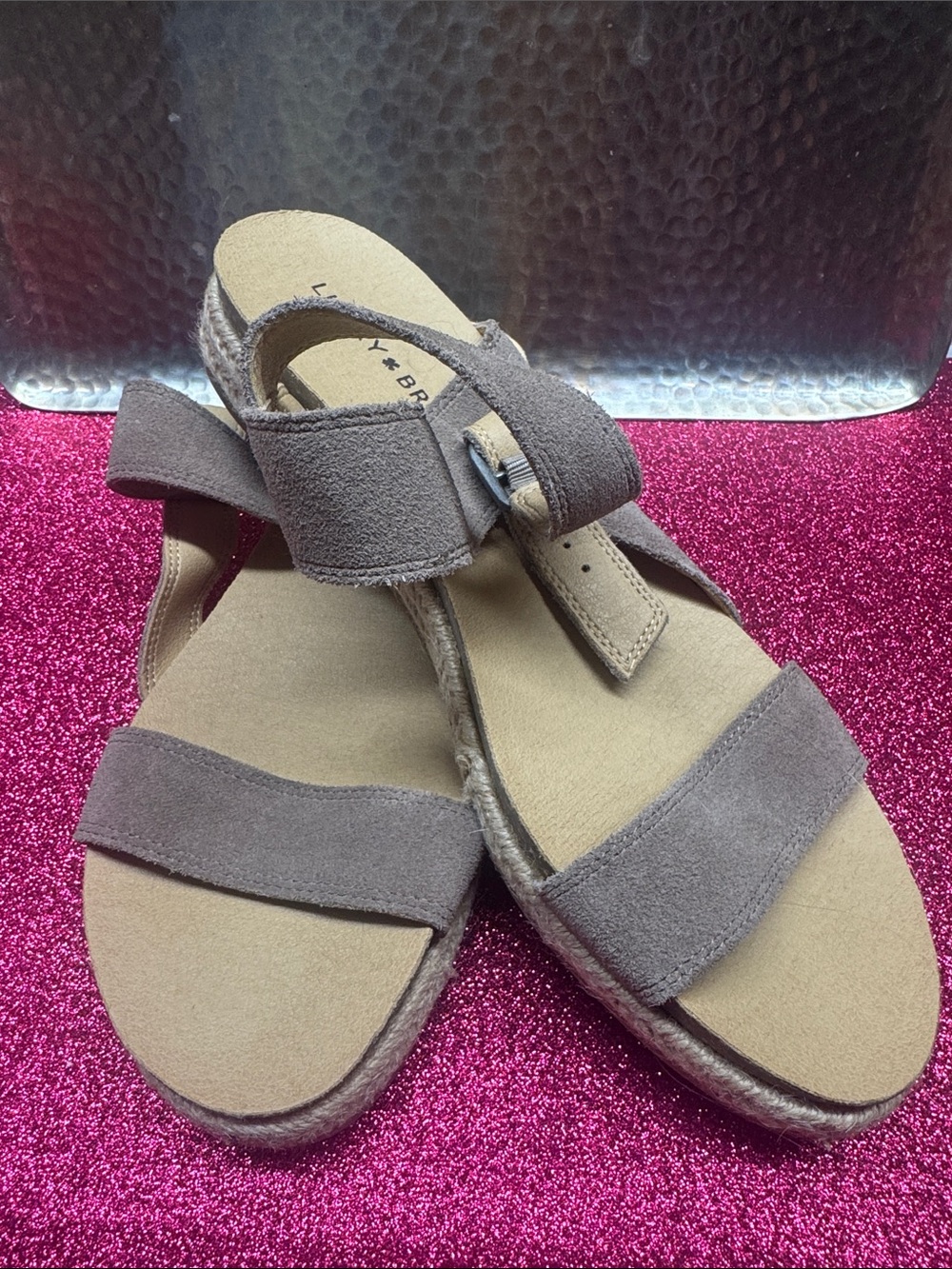 Lucky Brand Taupe Suede Strap Sandals